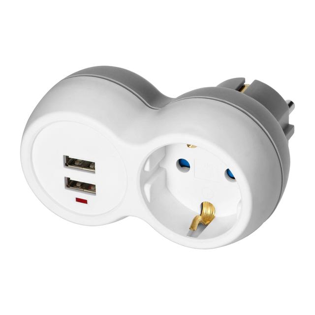 Rozgałęźnik + 2xUSB (Schuko) biało-szary OR-AE-13246(GS) ORNO