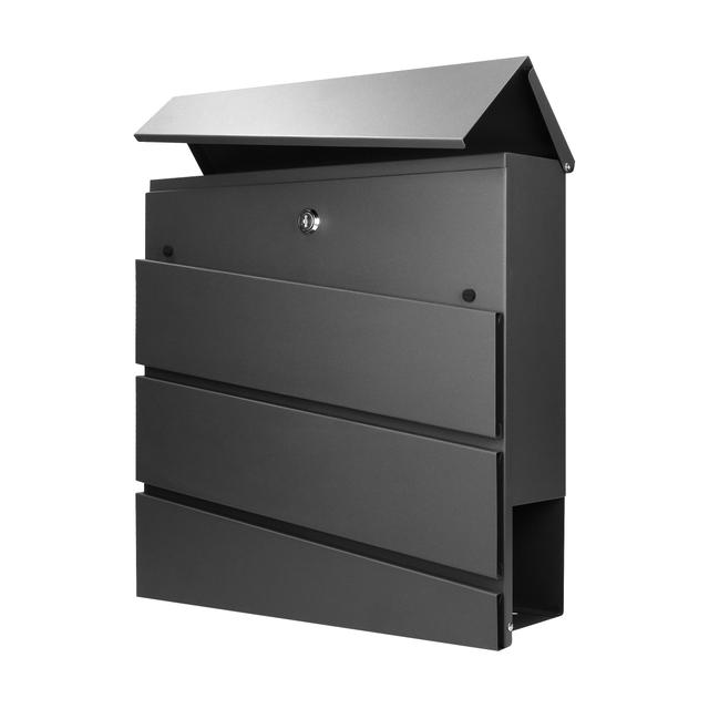 Skrzynka na listy BORNEO z galwanizowanej stali z gazetnikiem kolor czarny MB-1/B ORNO