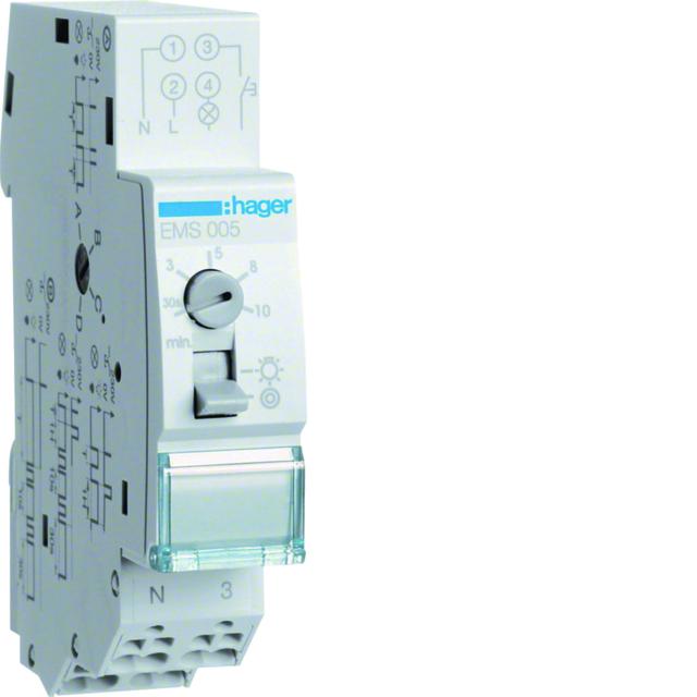 Wyłącznik schodowy z sygnalizacją wyłączenia 30s-10min/1h 230V 1Z 16A EMS005 HAGER