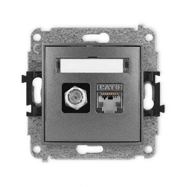 ICON Mechanizm gniazda antenowego poj. typu F (SAT) + gniazda komp. poj. 1xRJ45, kat. 6 ekranowany,