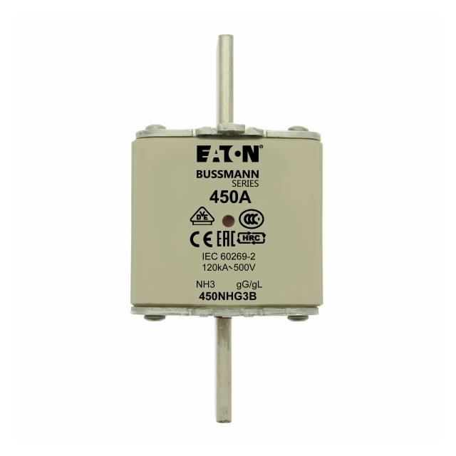 NH FUSE 450A 500V 3 GG/GL SIZE 3 Wkładka NH3 450A 500V GL/GG podwójny wskaźnik 450NHG3B EATON