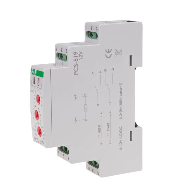 Przekaźnik czasowy 10-funkcji, styki 2NO/NC 12V PCS-519 12V