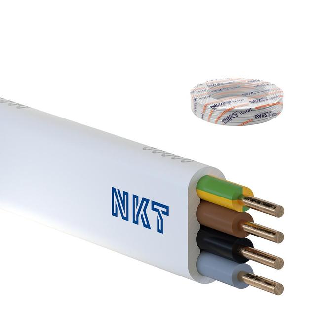 Przewód instalacyjny NKT instal PLUS YDYp żo 4x1,5mm2 biały 450/750V płaski /100m/ NKT