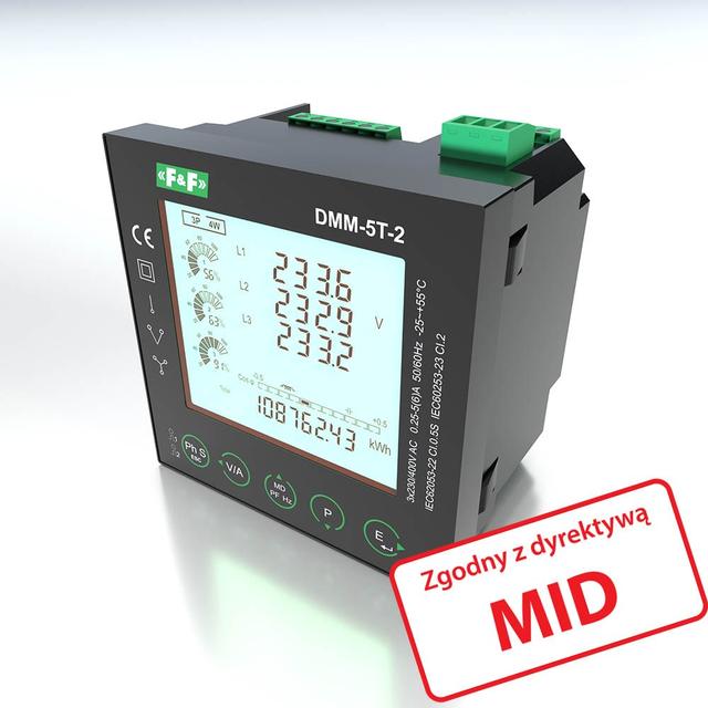 Multimetr panelowy z komunikacją Modbus RTU MID DMM-5T-2 F&F