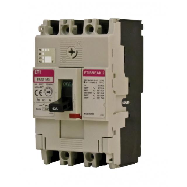 Wyłącznik mocy 25kA wyzw. TM (bez regulacji) EB2S 160/4SF 32A 4p 004671843 ETI