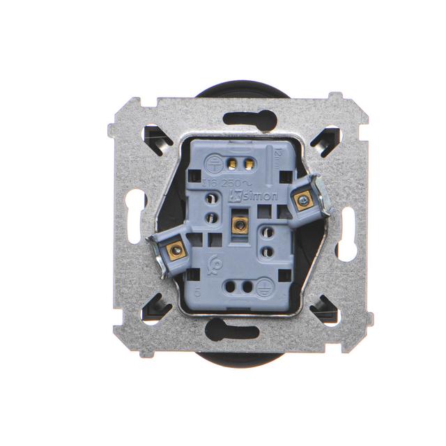 Simon 54 Gniazdo podwójne z/u z przesłonami 16A z. śrub. czarny