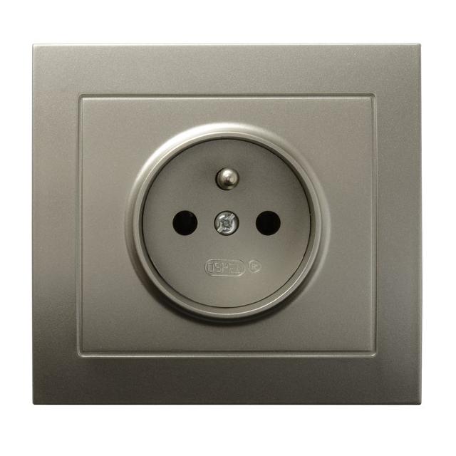 KIER Gniazdo pojedyncze z uziemieniem kolor satyna light GP-1WZ/45 OSPEL