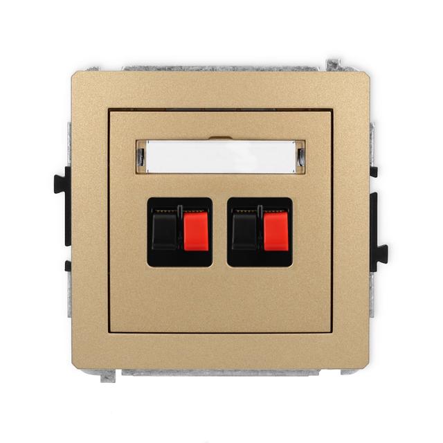 DECO Mechanizm gniazda głośnikowego podwójnego złoty metalik