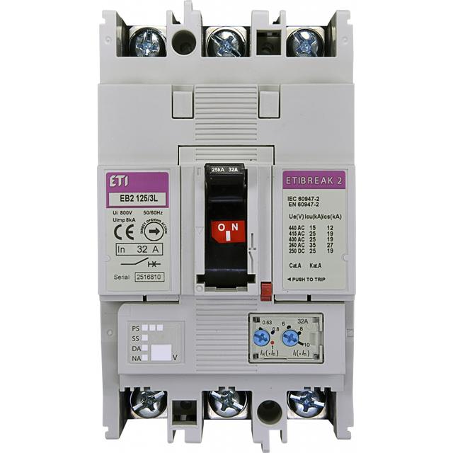 Wyłącznik mocy 3P 25kA wyzw. TM EB2 125/3L 32A 3P 004671022 ETI