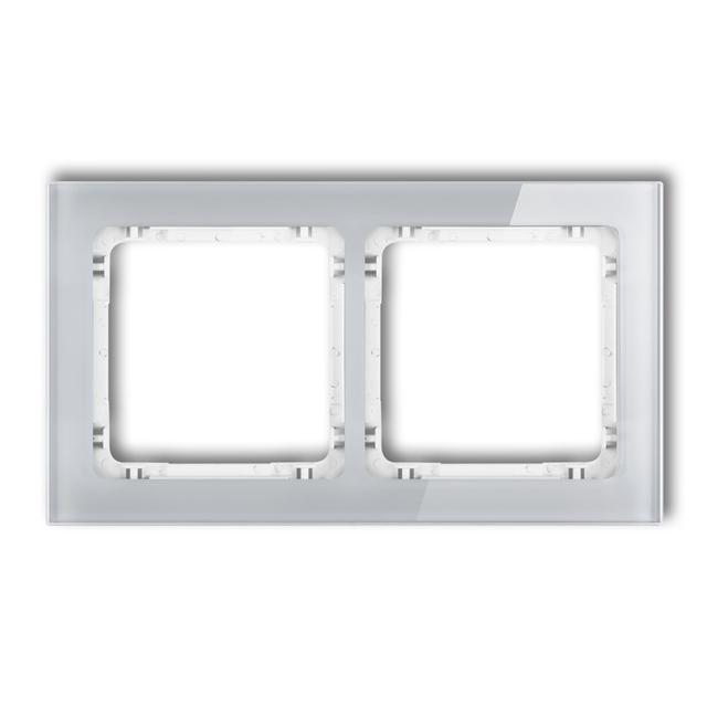 DECO Ramka uniwersalna podwójna - efekt szkła (ramka: szara; spód: biały)