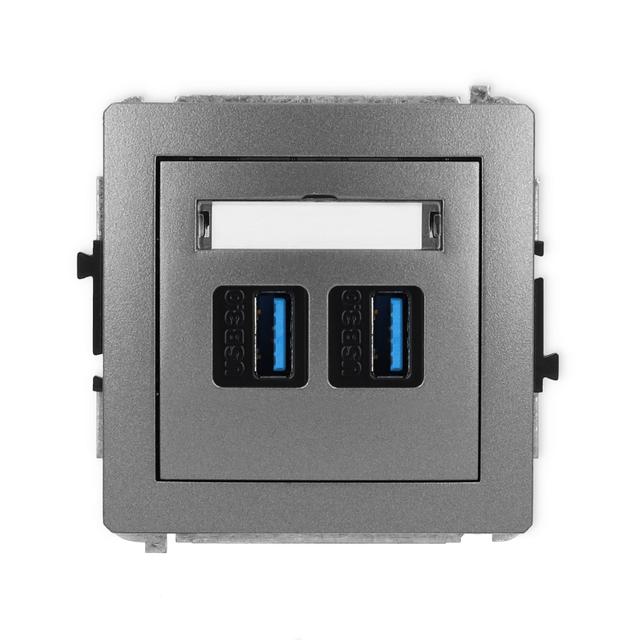 DECO Mechanizm gniazda podwójnego 2xUSB A-A 3.0 grafitowy