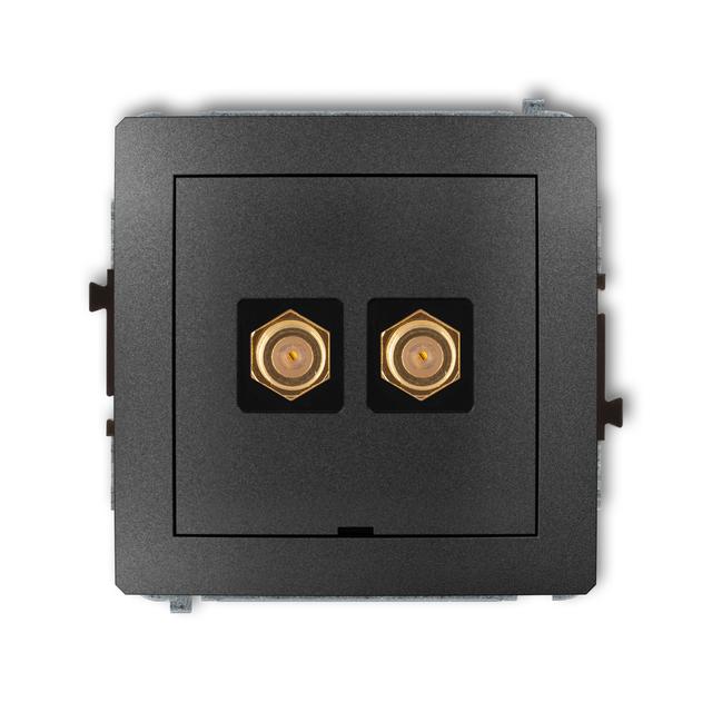 DECO Mechanizm gniazda antenowego podwójnego typu F (SAT) pozłacany, bez pola opisowego grafitowy