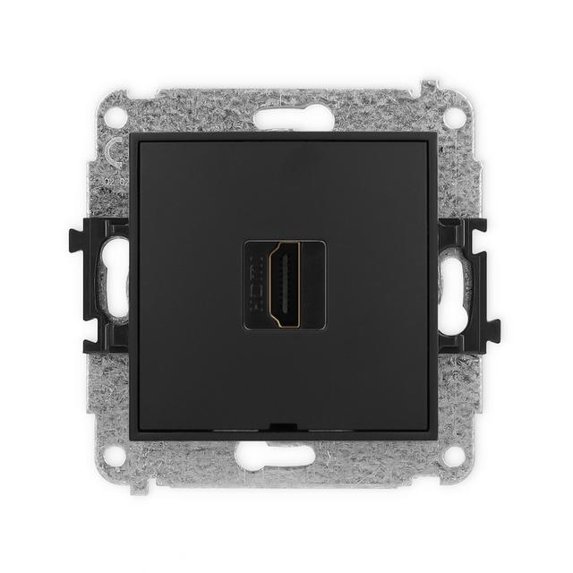ICON Mechanizm gniazda pojedynczego HDMI 2.0, bez pola opisowego czarny mat