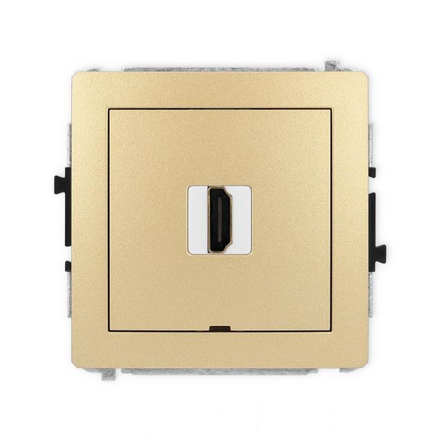 DECO Mechanizm gniazda pojedynczego HDMI 2.0, bez pola opisowego złoty