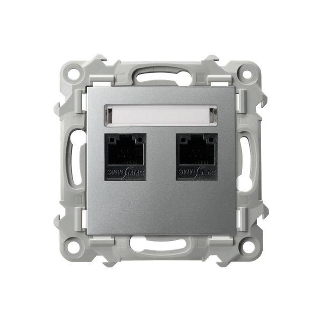 SZAFIR Gniazdo komputerowe podwójne, kat. 5e MMC - kolor srebro