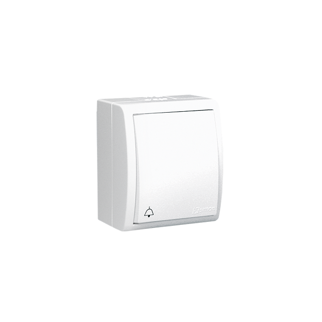 Simon Aquarius Przycisk dzwonek bryzgoszczelny IP54 z podświetleniem 10A z. śrub. biały