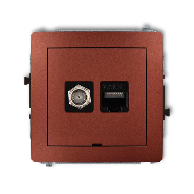 DECO Mechanizm gniazda antenowego poj. typu F (SAT) + gniazda komp. poj. 1xRJ45, kat. 5e, 8-stykowy,