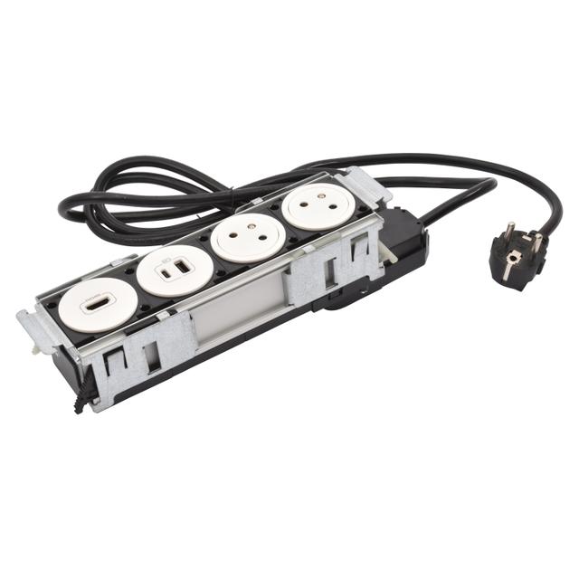 INCARA: DISQ'IN - 2X2P+Z / USB A+C / HDMI - 2,0 M-BIAŁY, Legrand