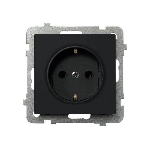 SONATA Gniazdo pojedyncze z uziemieniem schuko - kolor czarny metalik