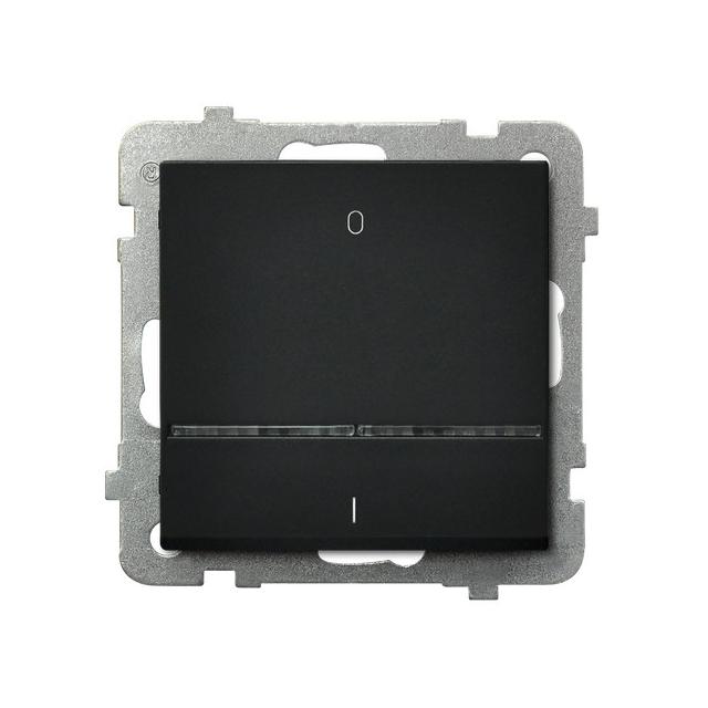 SONATA Łącznik dwubiegunowy z podświetleniem niebieskim - kolor czarny metalik