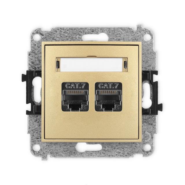 ICON Mechanizm gniazda komputerowego podwójnego 2xRJ45, kat. 7, ekranowany, 8-stykowy złoty