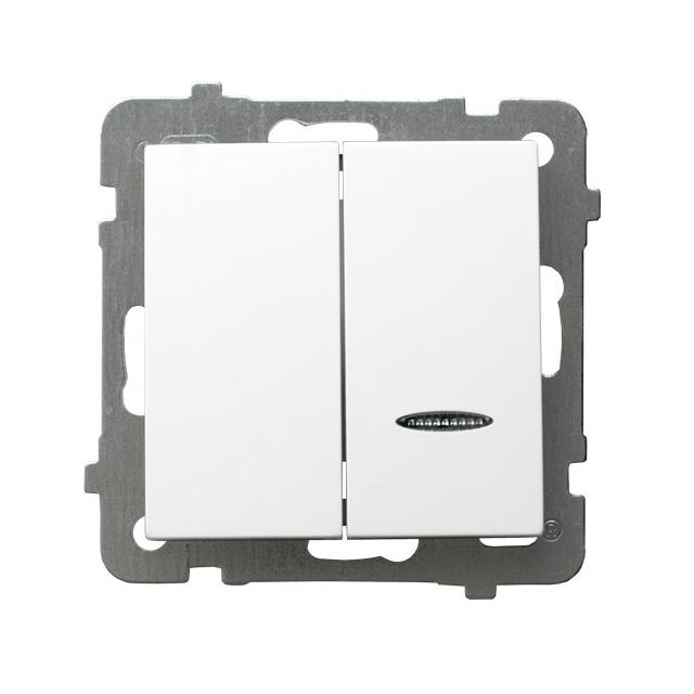 AS Łącznik dwugrupowy świecznikowy z podświetleniem pomarańczowym - kolor biały