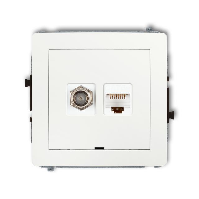 DECO Mechanizm gniazda antenowego poj. typu F (SAT) + gniazda komp. poj. 1xRJ45, kat. 5e, 8-stykowy,