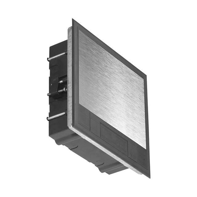 Puszka podłogowa na gniazda modułowe 6 x 45x45mm lub 12 x 22,5x45mm, pokrywa: stal nierdzewna, czarn