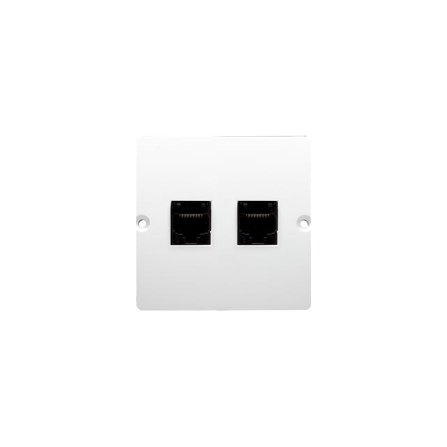 Simon Basic Gniazdo telefoniczne RJ11 podwójne Montaż gniazda na wkręty do puszki biały
