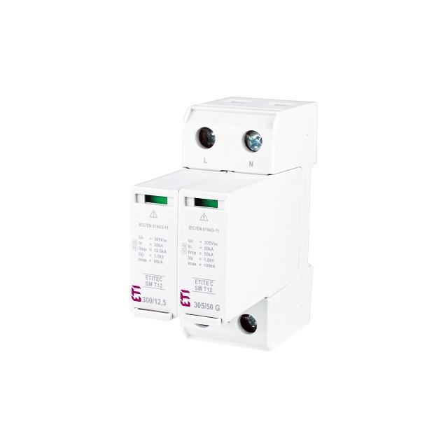 ETITEC SM T12 300/12,5 1+1 Ogranicznik przepięć Typ1,T2 (kl.B,C) - bez prądu upływu