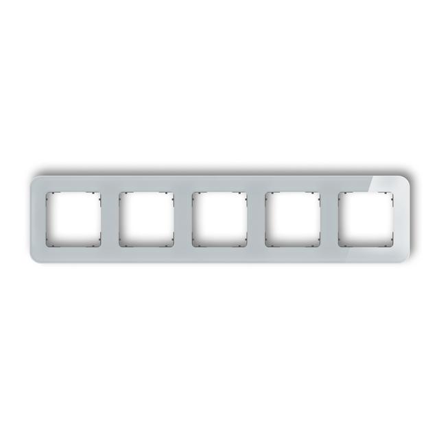 ICON Ramka uniwersalna pięciokrotna zaokrąglona - efekt szkła (ramka: szara; spód: grafitowy mat) sz