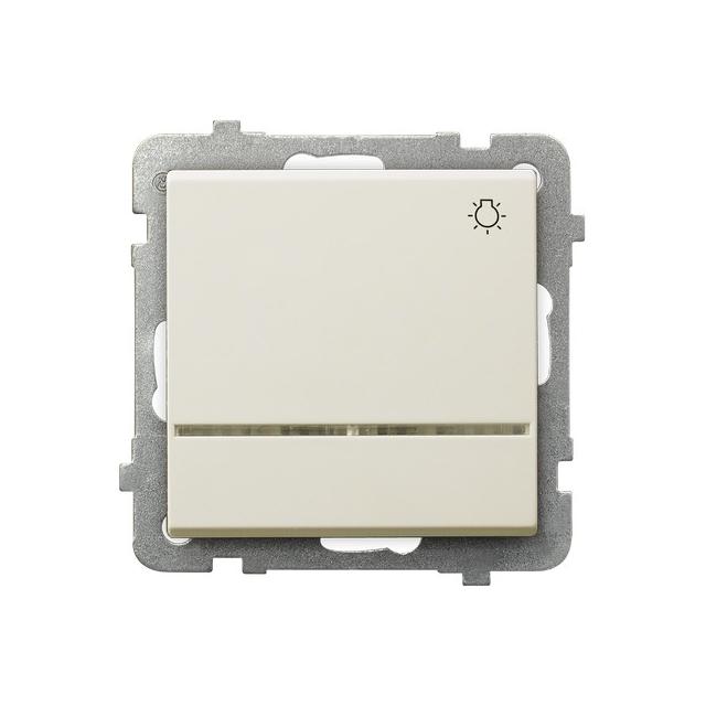 SONATA Łącznik zwierny  światło  z podświetleniem pomarańczowym - kolor ecru