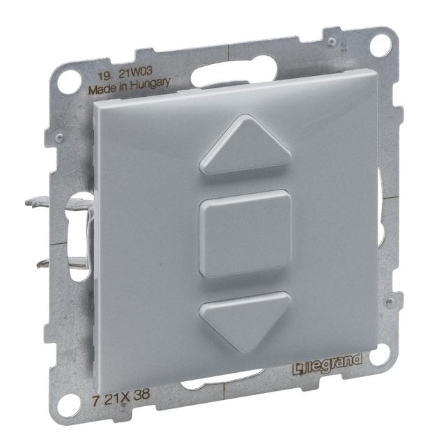 Suno Przyciskowy Łącznik Rolet - 6A - 250V - 3 Pozycyjny: Góra Dół Stop - Bezpośrednie Sterowanie Roletami Aluminium 721338 LEGRAND