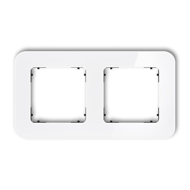 ICON Ramka uniwersalna podwójna zaokrąglona - efekt szkła (ramka: biała; spód: czarny) biały