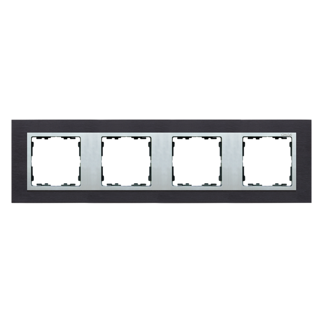 Simon 82 Nature Ramka 4-krotna Nature-metal Inox czarny / pierścień aluminium 82947-38 KONTAKT