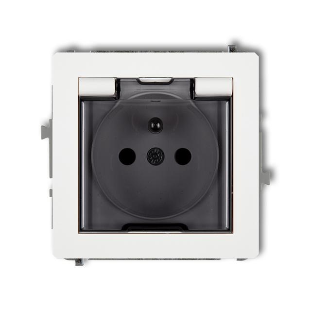 DECO Mechanizm gniazda bryzgoszczelnego z uziemieniem 2P+Z (klapka dymna, przesłony torów prądowych)