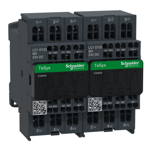 Układ nawrotny TeSys Deca AC3 12A 3P 1Z 1R cewka 24VDC zaciski sprężynowe LC2D123BD Schneider