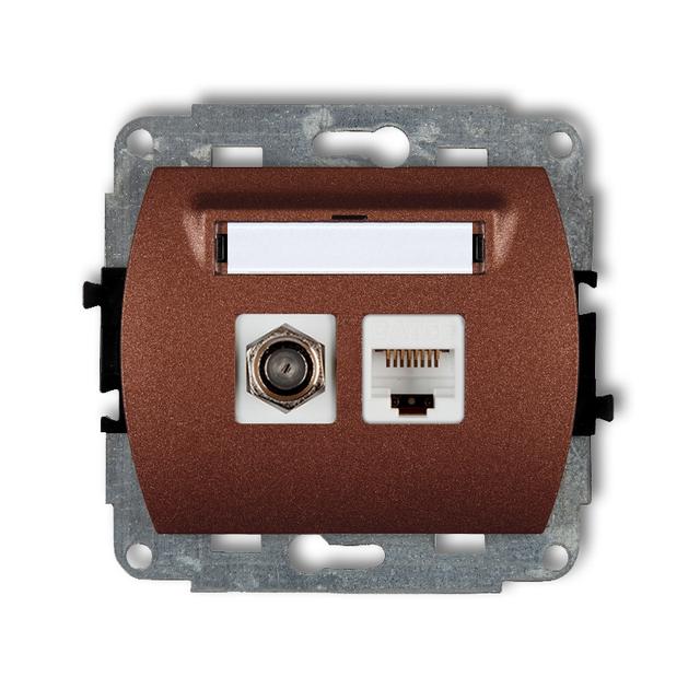 TREND Mechanizm gniazda antenowego poj. typu F (SAT) + gniazda komp. poj. 1xRJ45, kat. 6, 8-stykowy