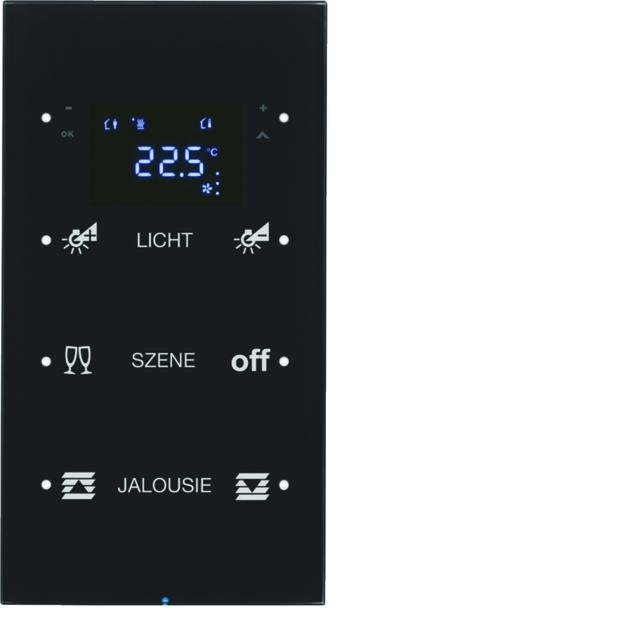 BERKER R.3 Sensor dotykowy potrójny z regulatorem temperatury konfigurowalny szkło czarny 75643155 HAGER
