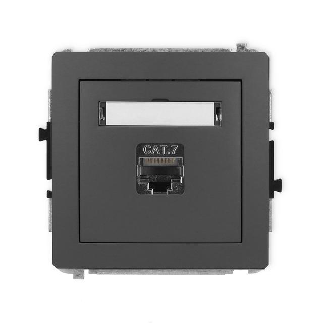 DECO Mechanizm gniazda komputerowego pojedynczego 1xRJ45, kat. 7, ekranowany, 8-stykowy grafitowy ma