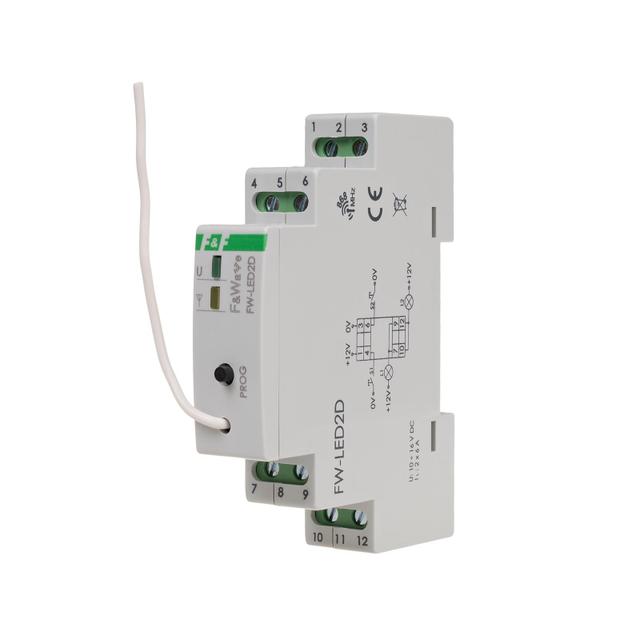 Radiowy dwukanałowy sterownik LED 12V - montaż DIN 10-16V DC FW-LED2D F&F