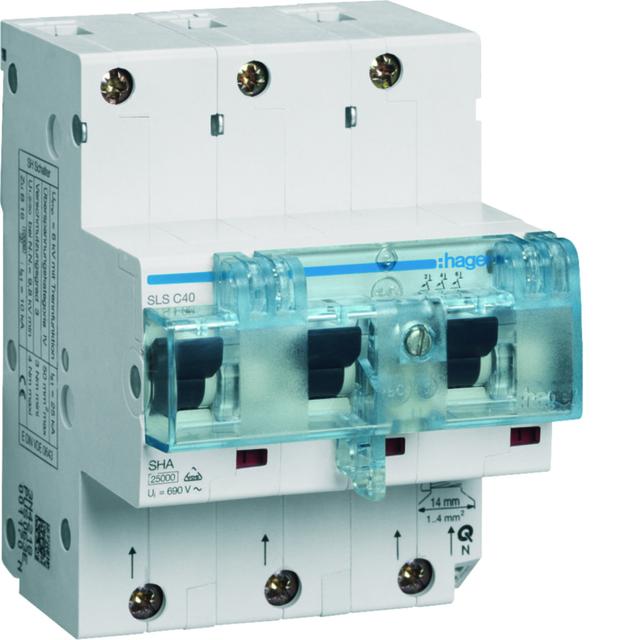 MCB SLS Wyłącznik nadprądowy selektywny 3P Cs 40A TS35 HTN340C HAGER