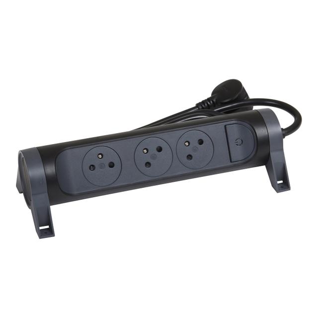 PRZEDŁUŻACZ PREMIUM, OBROTOWY, 3X2P+Z, Z PRZEWODEM 1.5 METRA 3X1.0 MM2 - CZARNY/GRAFITOWY, Legrand