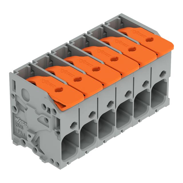 Złączka do płytek drukowanych dźwignia 6mm2 RM 7,5mm 6-bieg szara /36szt./ 2606-1106/010-000 WAGO