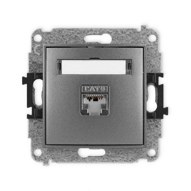 ICON Mechanizm gniazda komputerowego pojedynczego 1xRJ45, kat. 5e, ekranowany, 8-stykowy grafitowy