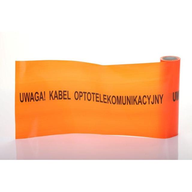 TAŚMA OSTRZEGAWCZA POMARAŃCZOWA SZER. 10 CM Z NADRUKIEM "UWAGA KABEL OPTOTELEKOMUNIKACYJNY", BEZ WKŁ