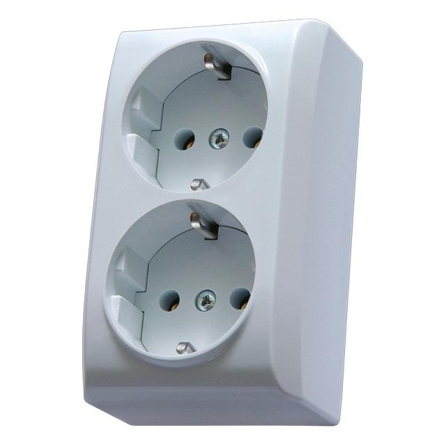 BIS Gniazdo podwójne z uziemieniem schuko - kolor biały