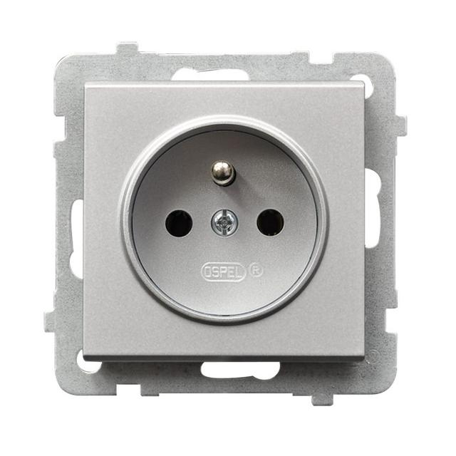 SONATA Gniazdo pojedyncze z uziemieniem - kolor srebro mat