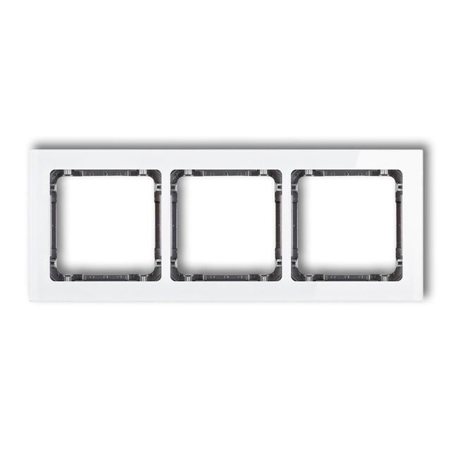 DECO Ramka uniwersalna potrójna - efekt szkła (ramka: biała; spód: grafitowy)
