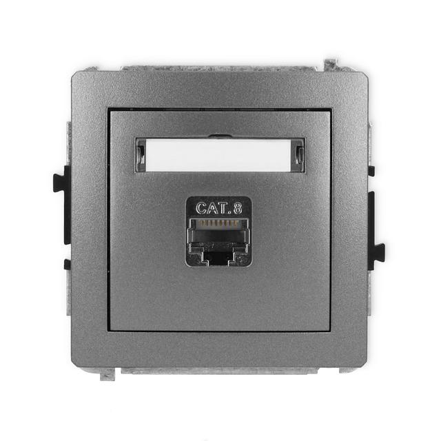 DECO Mechanizm gniazda komputerowego pojedynczego 1xRJ45, kat. 8, ekranowany, 8-stykowy grafitowy